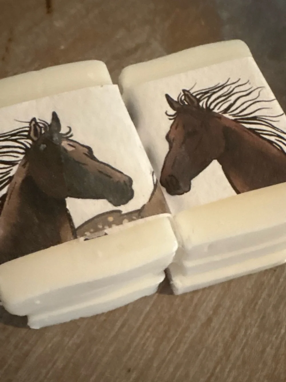 Artisan Horse-Print Bath Soap -All natural goats milk soap - Cream Cocanut Bar